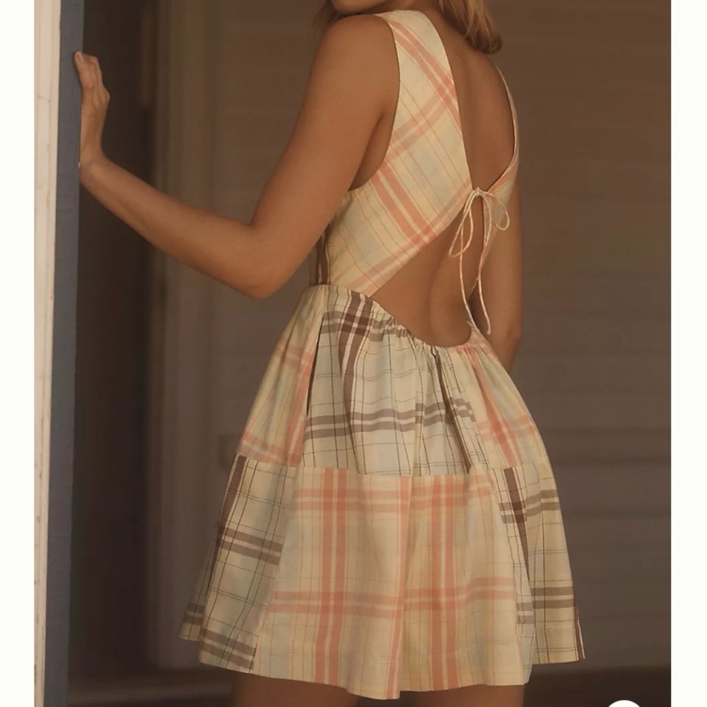 Anthropologie LyreBird Sleeveless Plaid Nap Mini Dress Size M MSRP $98 - Picture 2 of 9